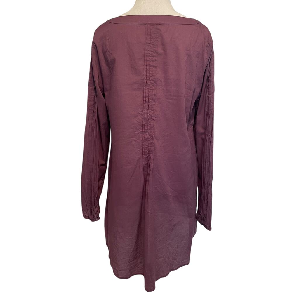 Free People Pintucked Button Top Womens Large Dusty Purple Lacy Cotton Blouse - Picture 4 of 9
